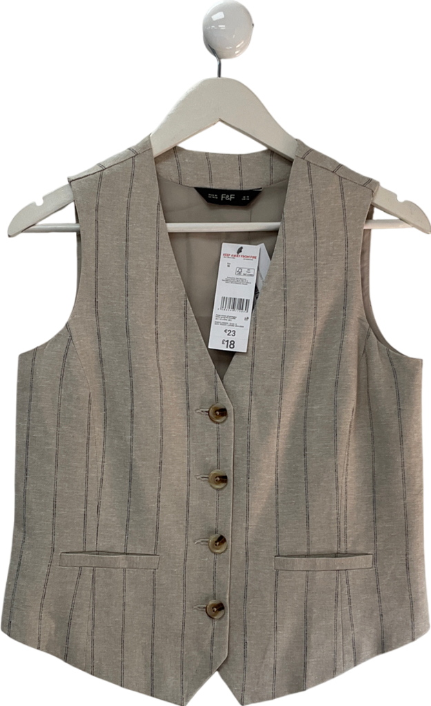 f&f Beige Pinstripe Blazer Top UK 10