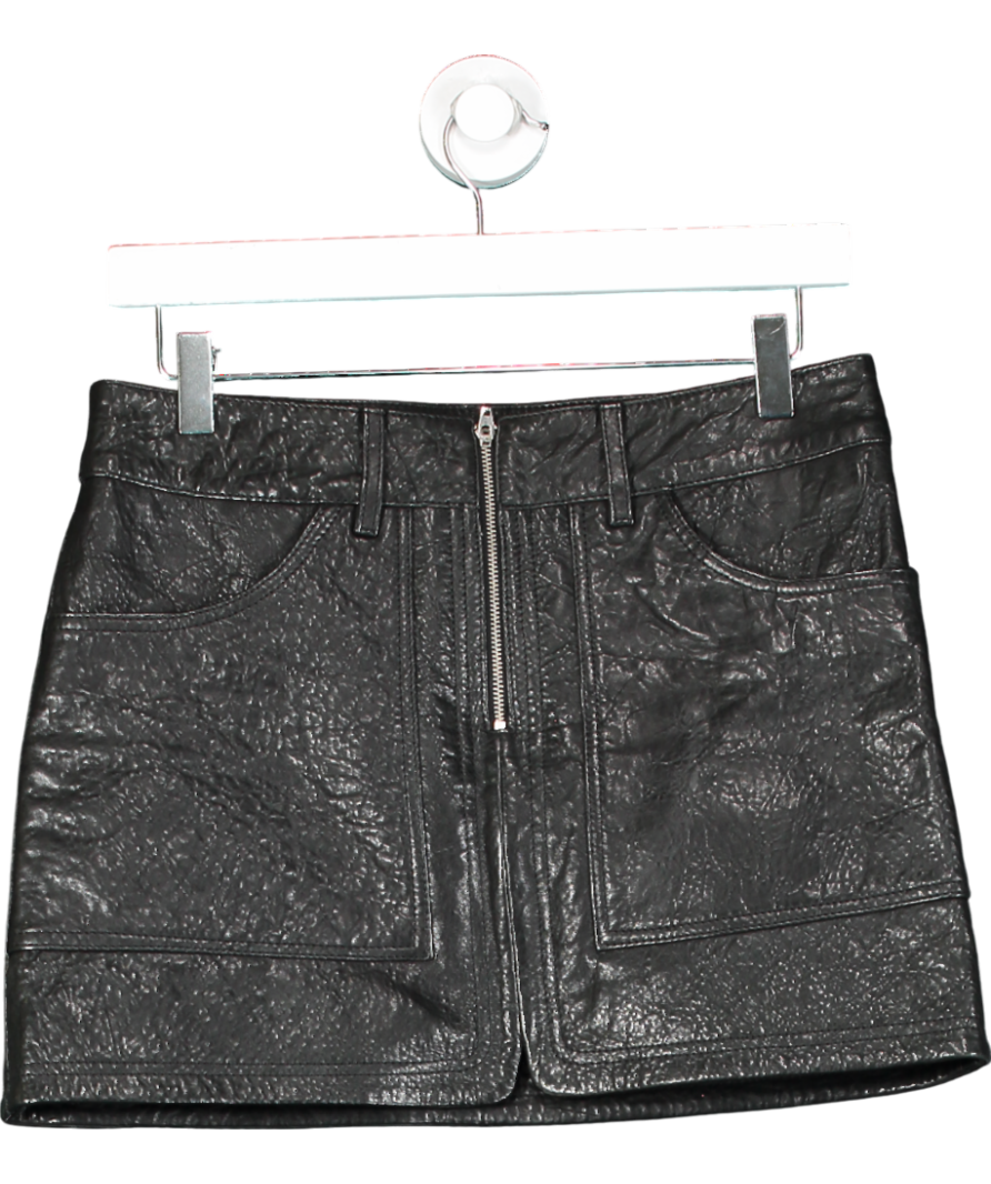 Ba&sh Black Baly Leather Mini Skirt Fr34 UK 6