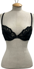 Myla Black Lace Embroidery Non-padded Balcony Bra UK 32D