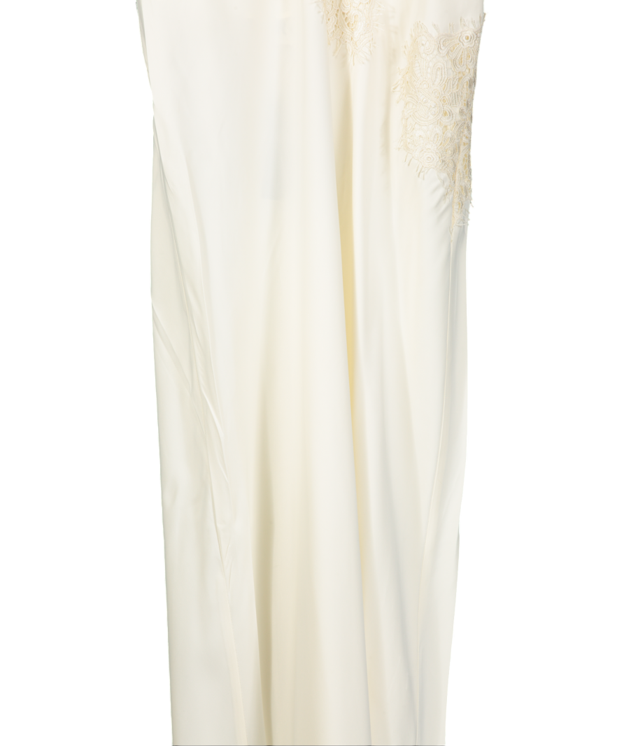 Rohe Cream Lace Panelled Matte Satin Maxi Dress UK 10