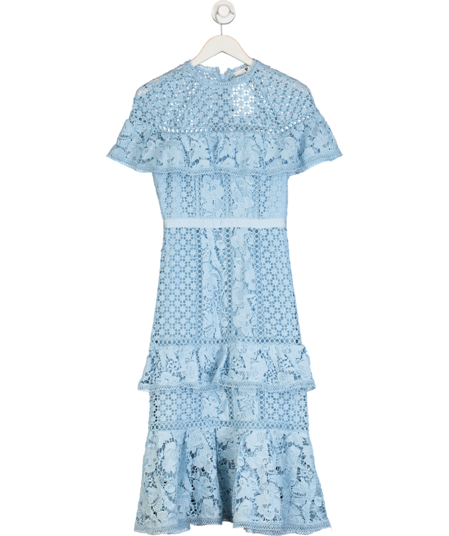 Very Blue Guipure Lace Midi Dress UK 8
