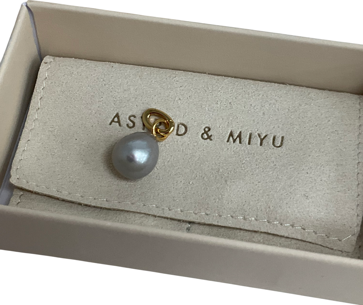 Astrid & Miyu Gold Grey Pearl Talisman Charm In Gold One Size