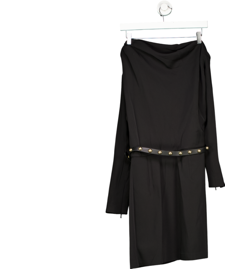 MANGO Black Asymmetrical Dress With Belt UK 12