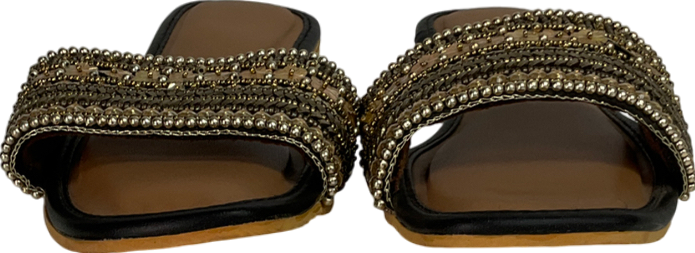 non slip sole Beaded Beige Backless Sandals UK 6 EU 39 👠