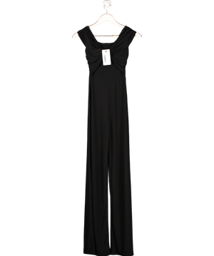 Club L Black Say Less Bardot Front Wrap Straight Leg Jumpsuit UK 4