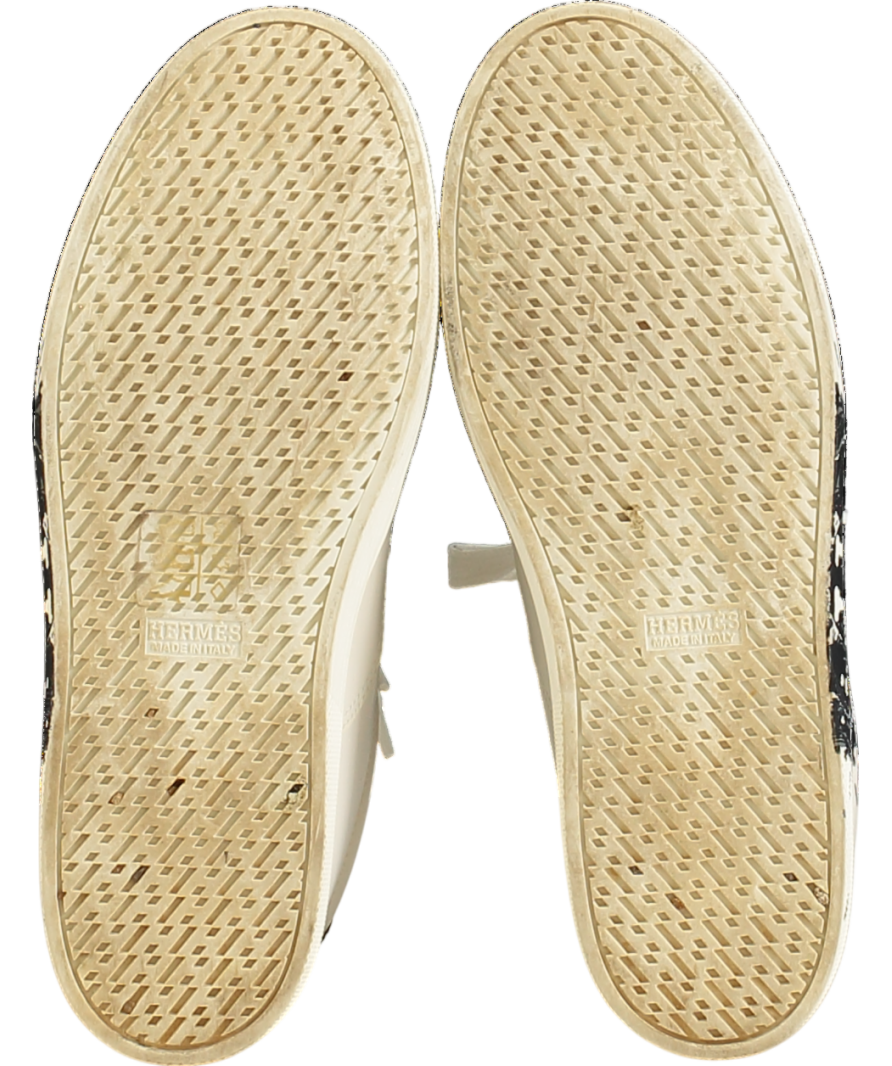 Hermès White White/ Black Quicker "H" Logo Trainers UK 2.5 EU 35.5 👠