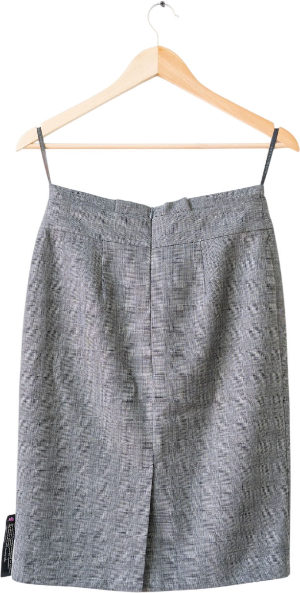 BETTY JACKSON Grey Check Wool Blend Skirt UK 10