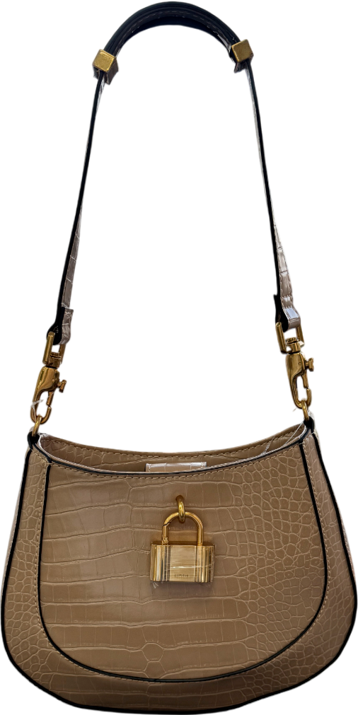 Carvela Beige Croc Lock Mini Shoulder Bag