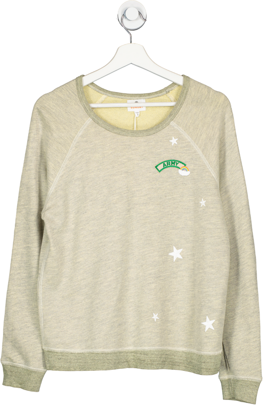 Sundry Grey/ Green Patch Cotton Sweatshirt BNWT UK XS