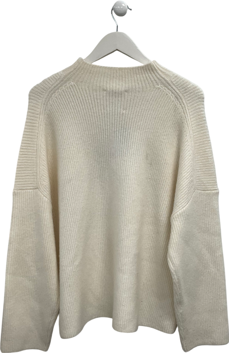 Abercrombie & Fitch Cream Ribbed Mock Neck Jumper UK XL