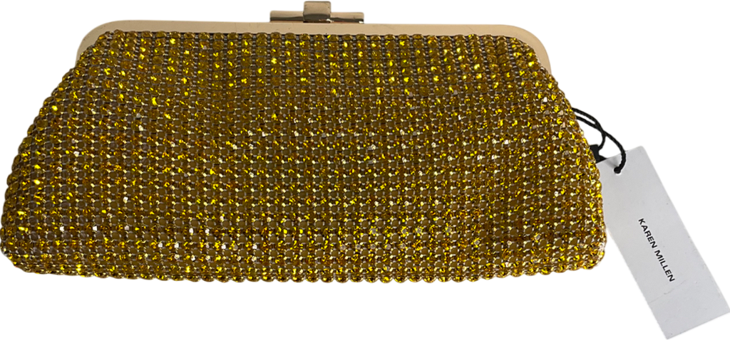 Karen Millen Yellow Rhinestone Clutch Bag with chain strap