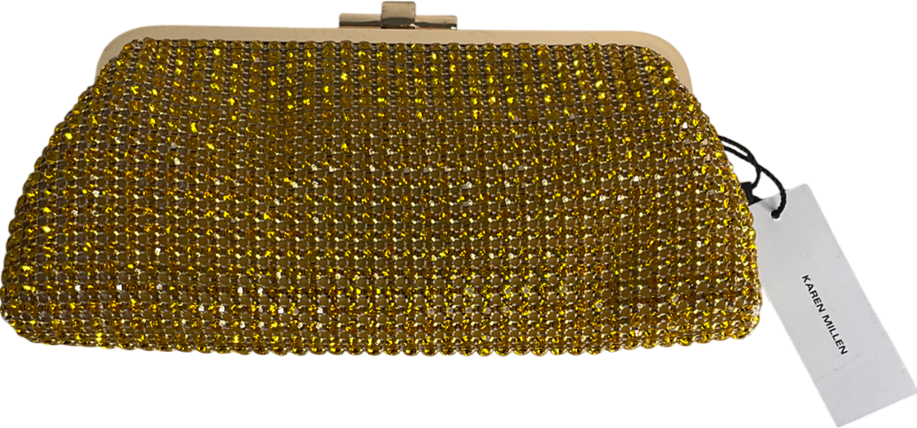 Karen Millen Yellow Rhinestone Clutch Bag with chain strap