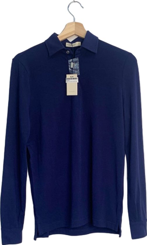 Suitsupply Navy Long Sleeve Cotton Polo Shirt UK XS