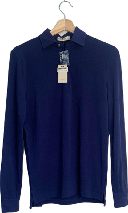 Suitsupply Navy Long Sleeve Cotton Polo Shirt UK XS