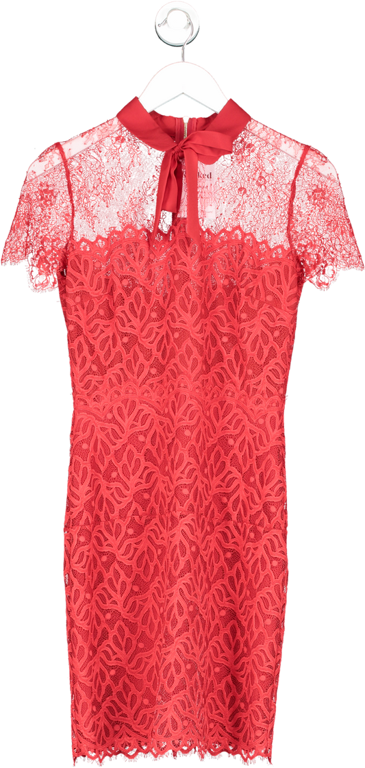 Sandro Red Lace Detailed Dress UK 12