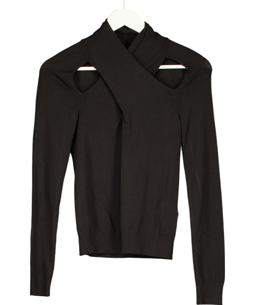 Donna Karan Black Cross Neck Top UK 6