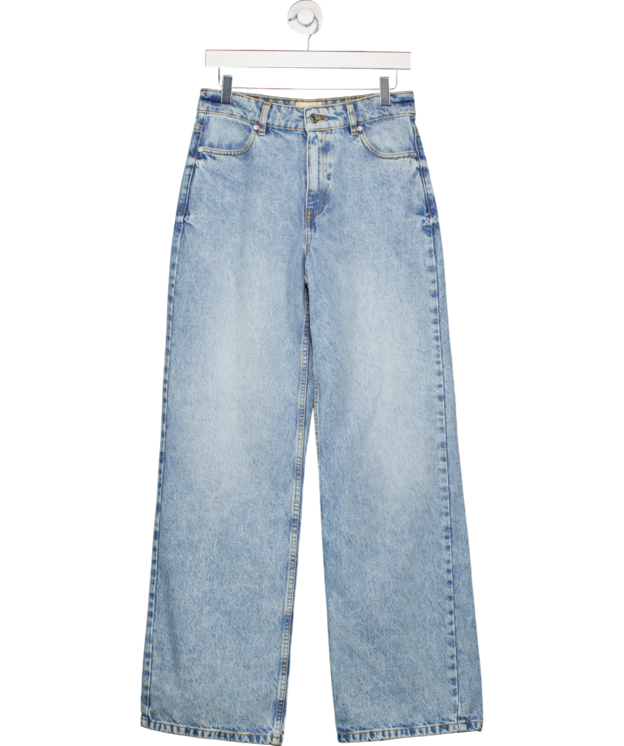 Sezane Blue Light Wash Denim Wide Leg Jeans UK 10