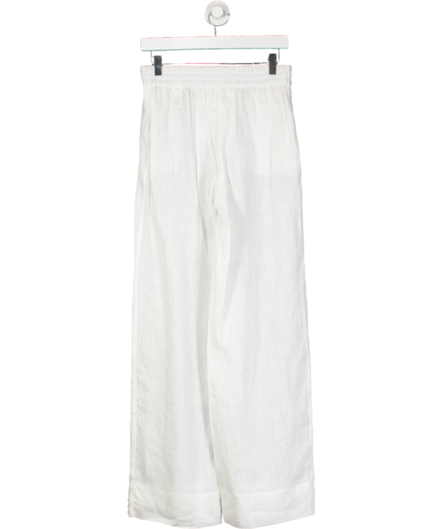 ZARA White Linen Straight Leg Trousers UK S