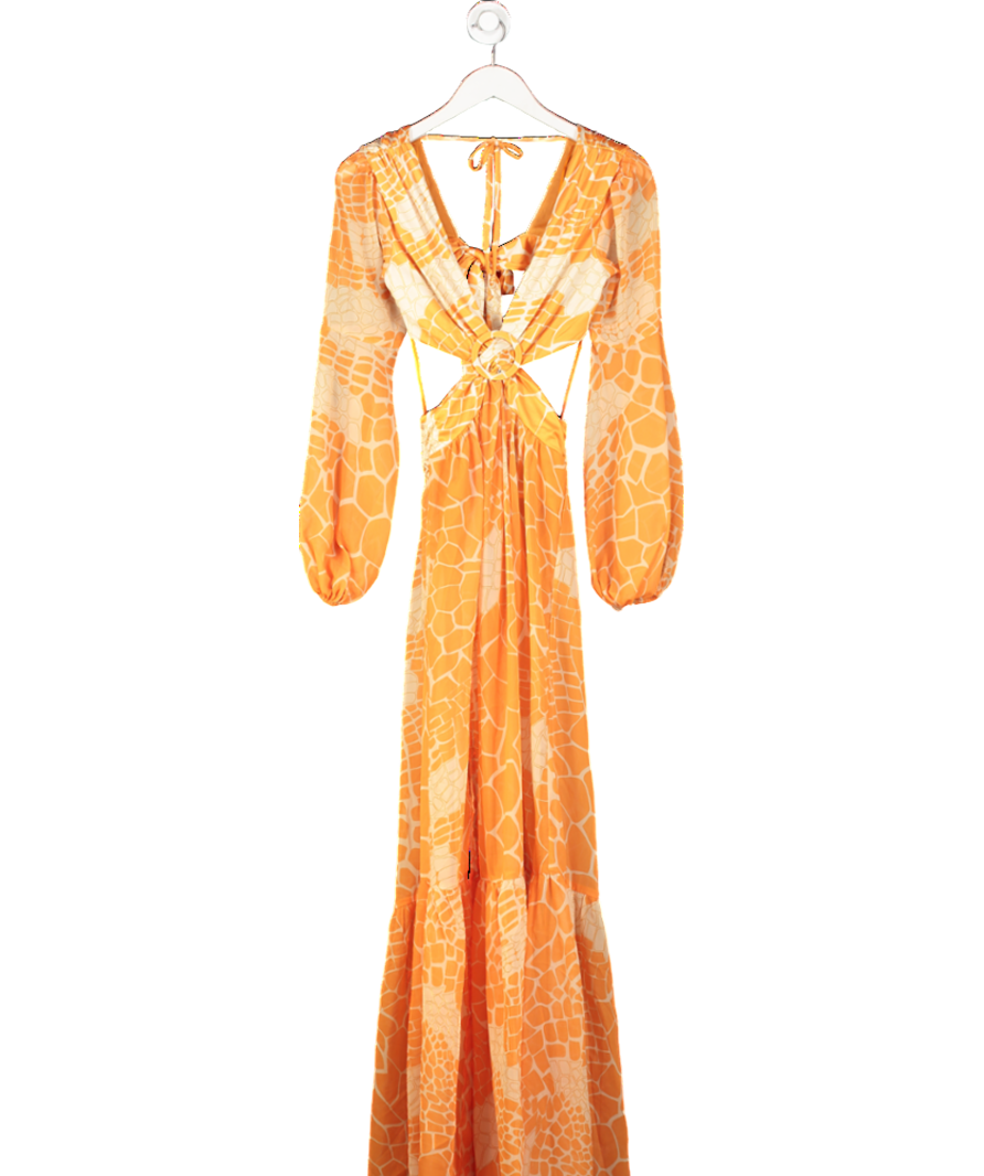 Fashion Nova Orange Somewhere In The Sun Maxi Dress UK XS