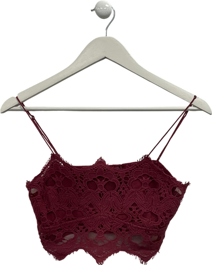 Free People Athena crochet lace scalloped Bralette In Wine UK M