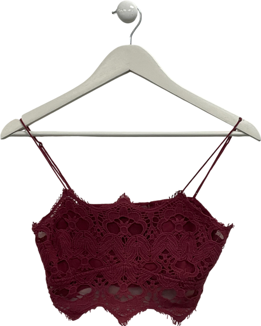 Free People Athena crochet lace scalloped Bralette In Wine UK M