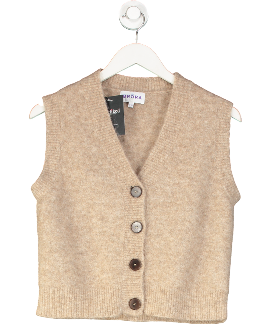 Brora Beige Knitted Waistcoat UK 8