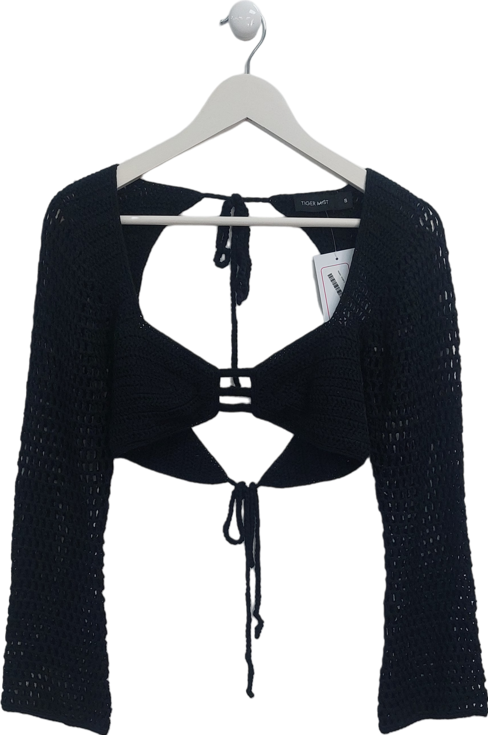 Tiger Mist Black Macauley Crochet Top UK S