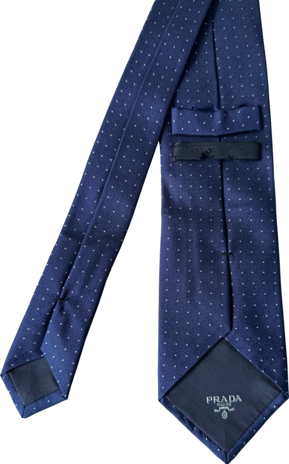 Prada Blue 100% Silk Polka Dot Tie One Size