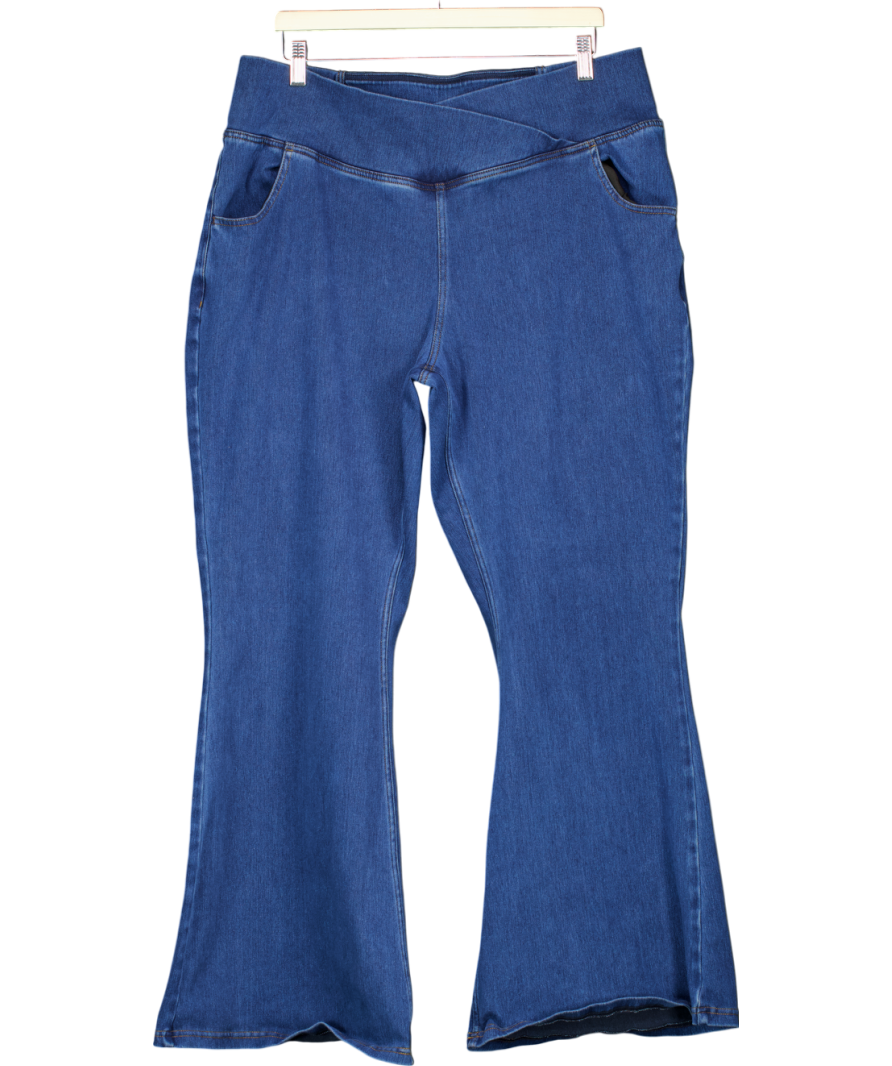 Blue Pull On Flared Stretch Jeans UK XXXL