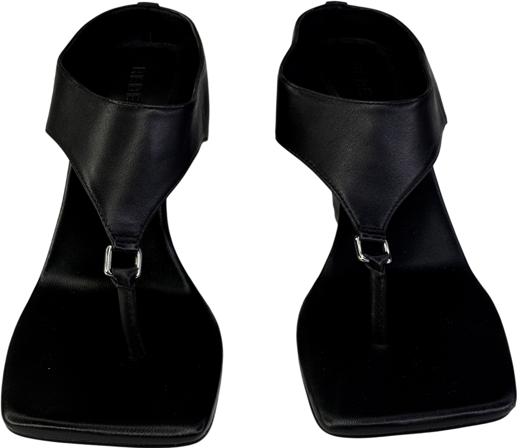 REBE Black Leather Yvie Wedge Heel UK 5 EU 38 👠