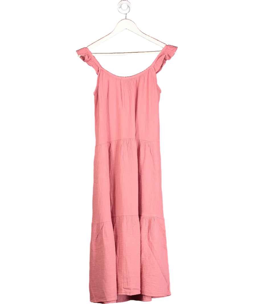 Rails Pink Tiered Cotton Ruffle Sleeve Maxi Dress UK XS