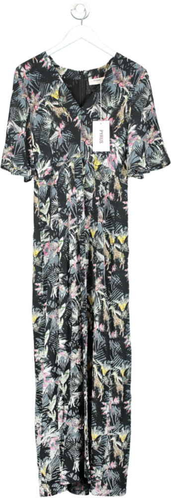 Pyrus Grey Dahliah Silk Masai Print Maxi Dress UK S