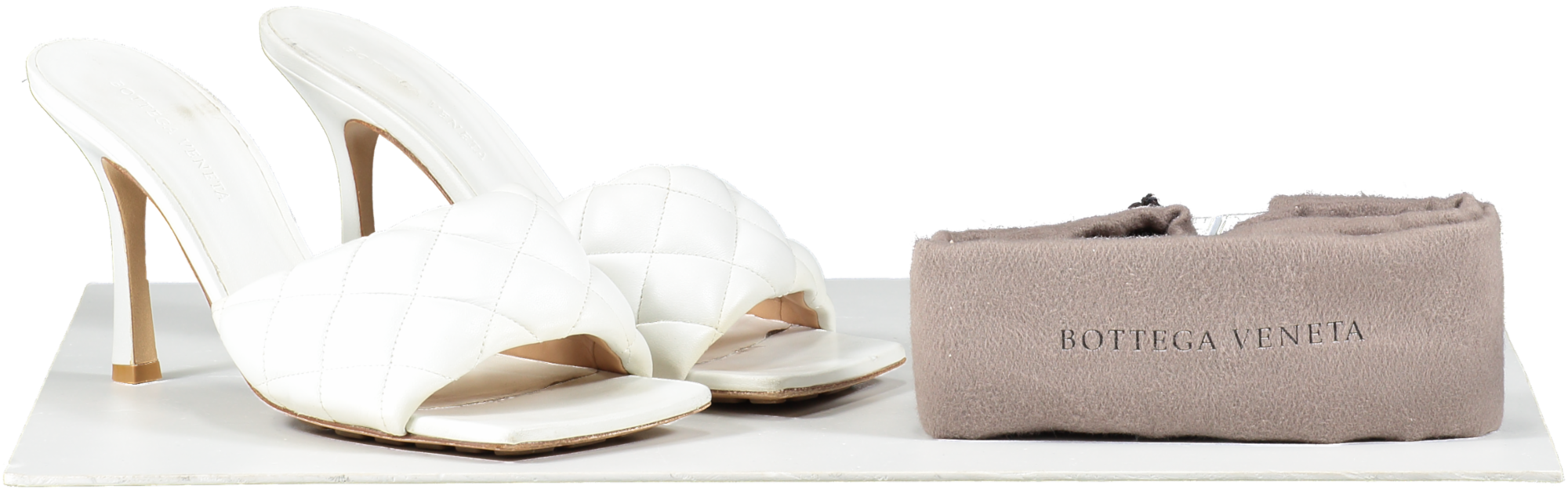 BOTTEGA VENETA White Leather Padded Mules 90 Heels UK 6 EU 39 👠