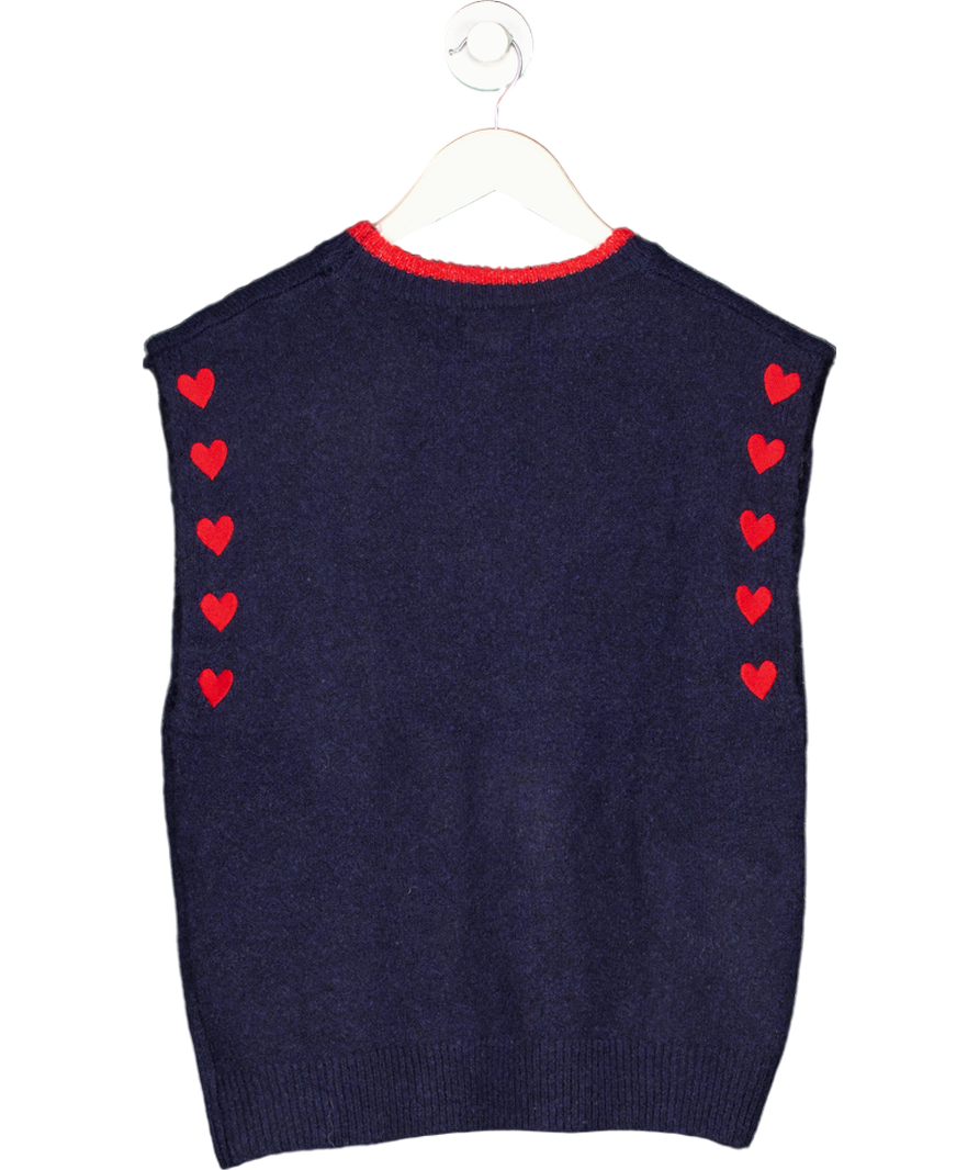 Law & Co Blue Cherry Paris Knitted Heart Detail Vest UK M/L