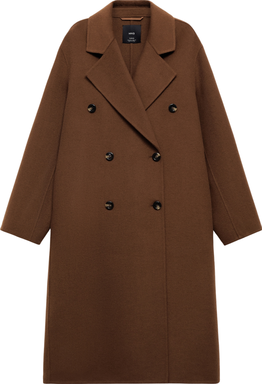 MANGO Brown Handmade Oversized Wool Coat UK M