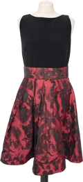 Ralph Lauren Black / Red Floral Satin Fit And Flare Dress Us8 UK 12