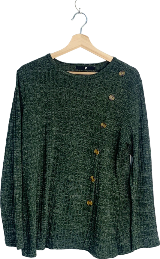 V By Very Green Button Detail Knitted Jumper UK 18