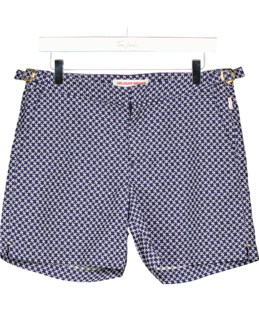 Orlebar Brown Blue Night Iris/cloud Seglas Jacquard Mid-length Swim Shorts W31