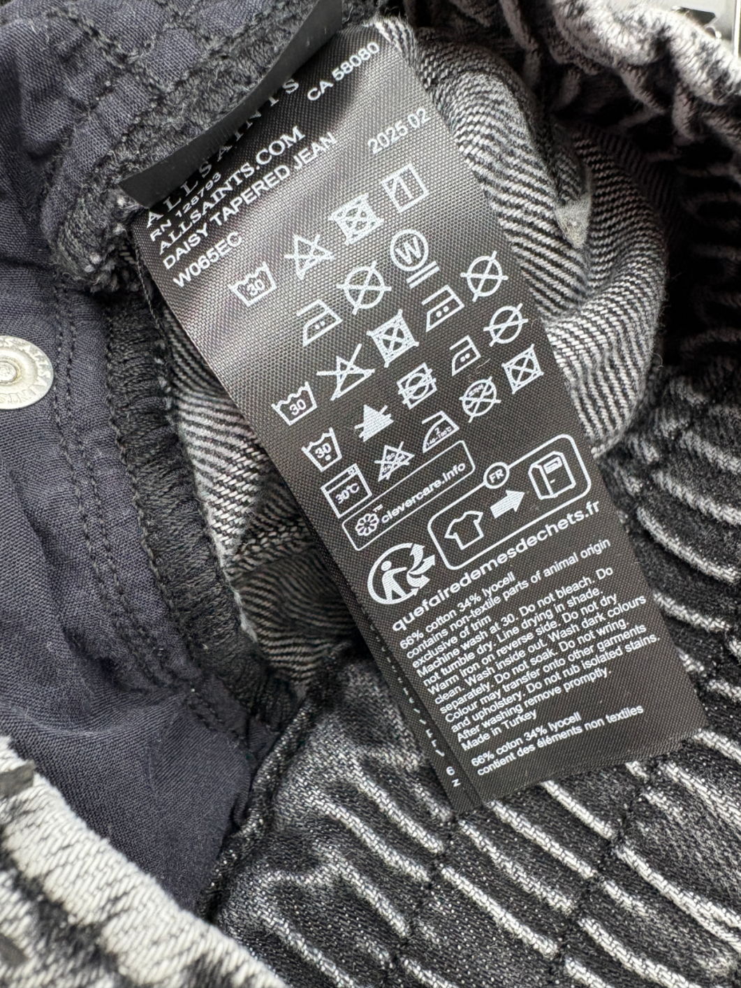 AllSaints Grey Daisy Barrel Leg Jeans UK 12