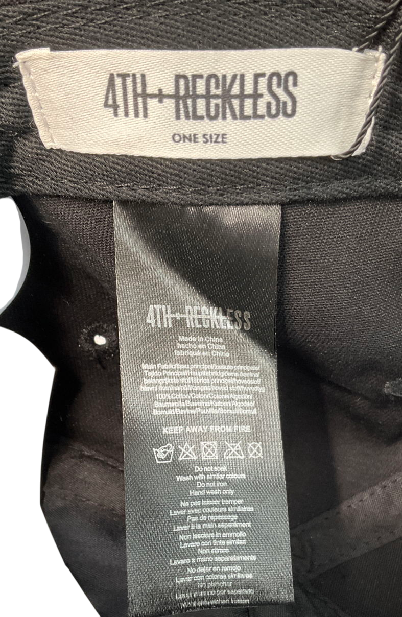 4th & Reckless Black 4th Branded Embroidered Cap One Size