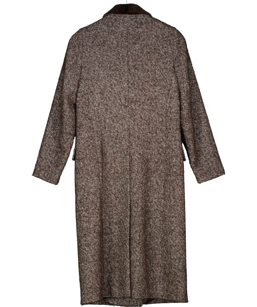 Anthropologie Brown Double Breasted Wool Blend Coat UK 10