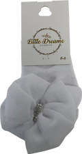 Little Dreams White Dimante Bow Socks 0-3 Months