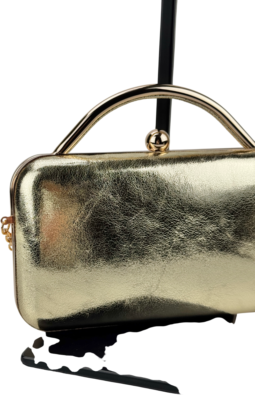 ASOS Coated Round Frame Clutch Bag In Metallic Gold