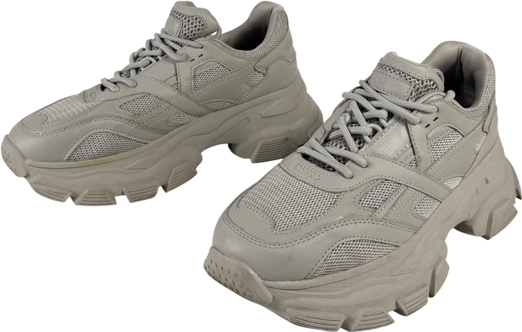 Bershka Grey Chunky Cleated Trainer In Stone Colour UK 7 EU 41 👞