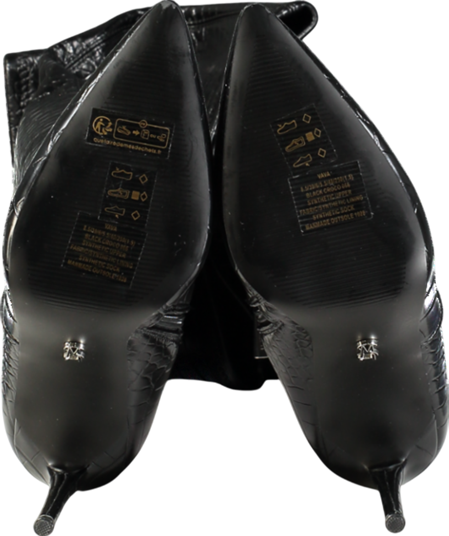 STEVE MADDEN Black Croc Over The Knee Heel Boots UK 6 EU 39 👠