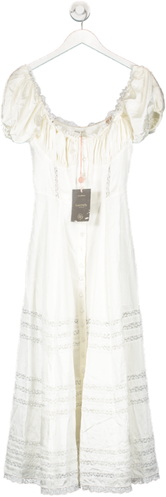 House of CB White Eviana Silk Puff Sleeve Dress UK S