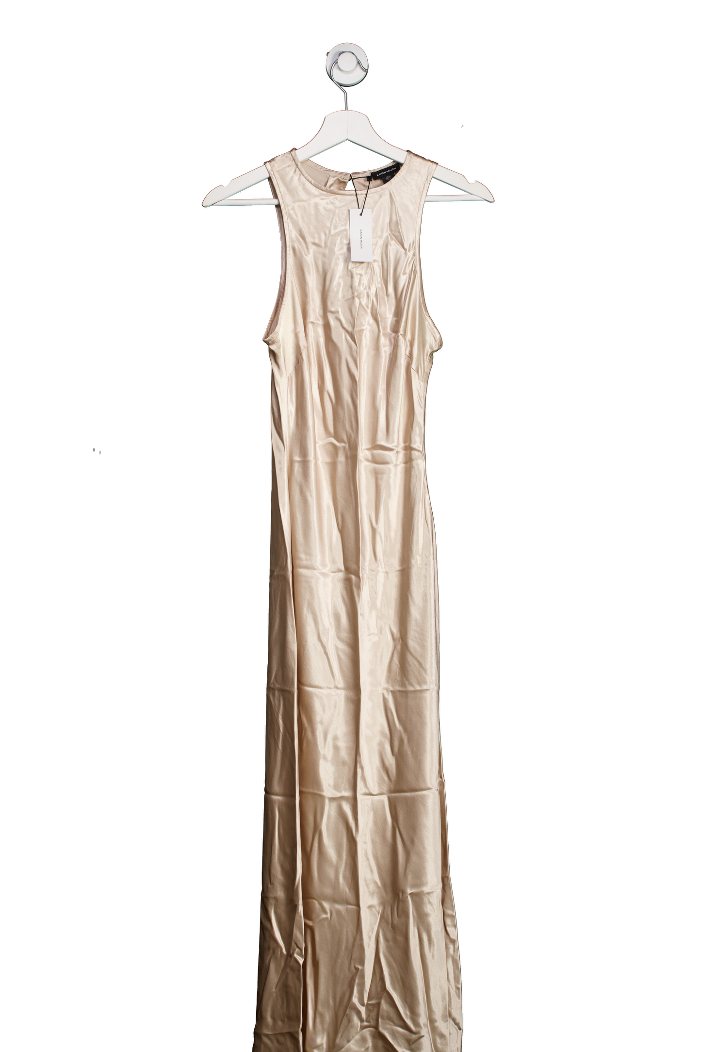 Karen Millen Cream Satin Woven Column Maxi Dress UK 6