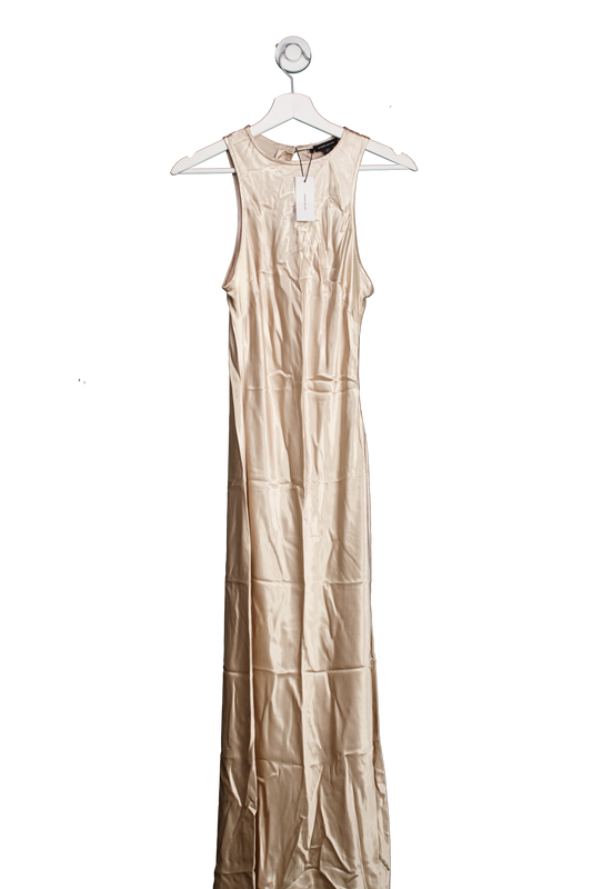 Karen Millen Cream Satin Woven Column Maxi Dress UK 6