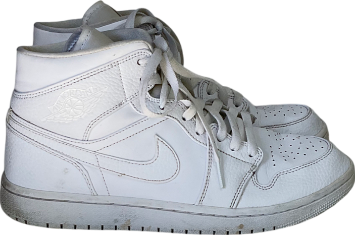 Jordan White 1 Mid Trainers In Triple UK 8 EU 42 👞