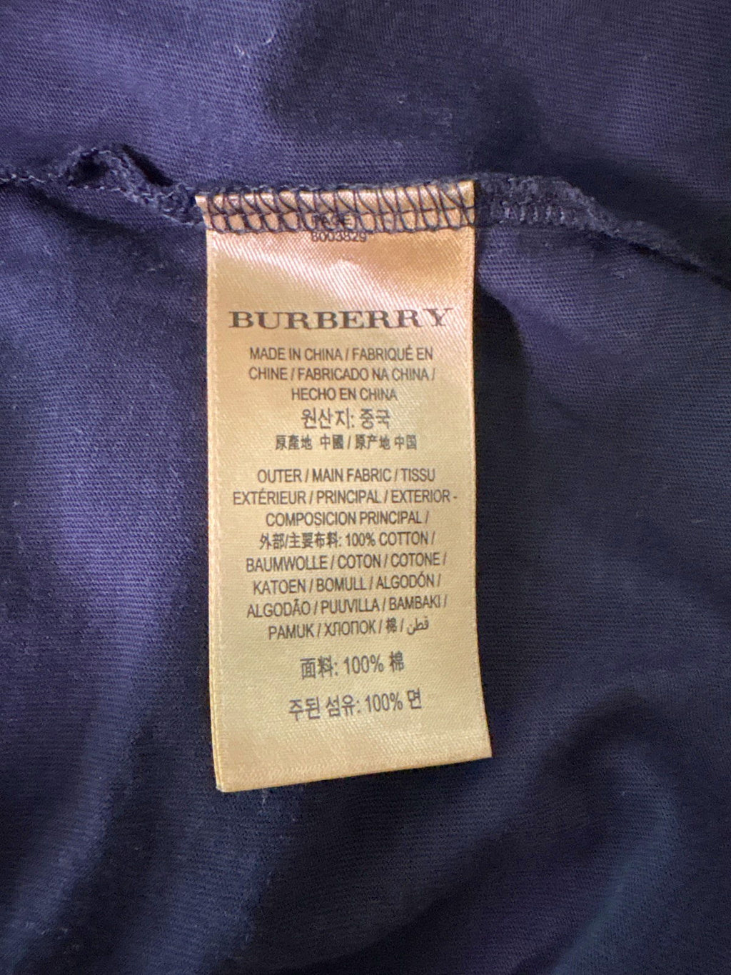 Burberry Navy Blue T-Shirt UK L